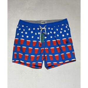 Party Pants Pull On Beer Pong Print Shorts Mens XL Blue Red Hybrid Quick Dry
